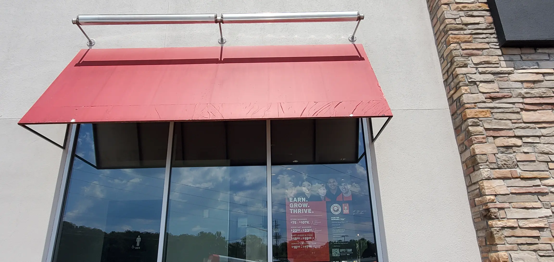 Window Awnings Recover - Commercial LED sign installation - Panda Express #1952 - Allen Black Sign Co