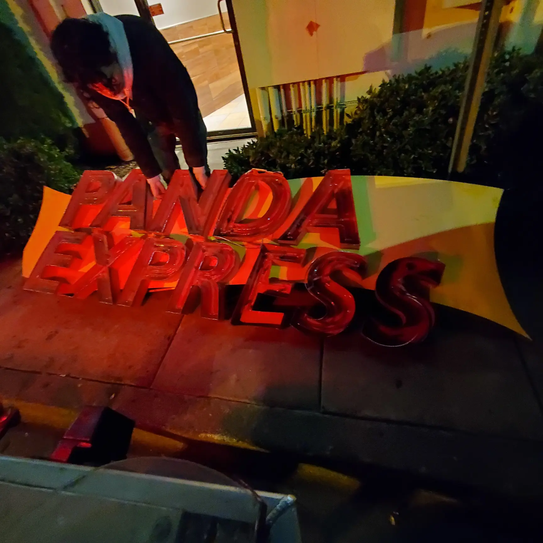 Channel Letter Banner Repair & Refurbishment - Commercial LED sign installation - Panda Express Location - Allen Black Sign Co