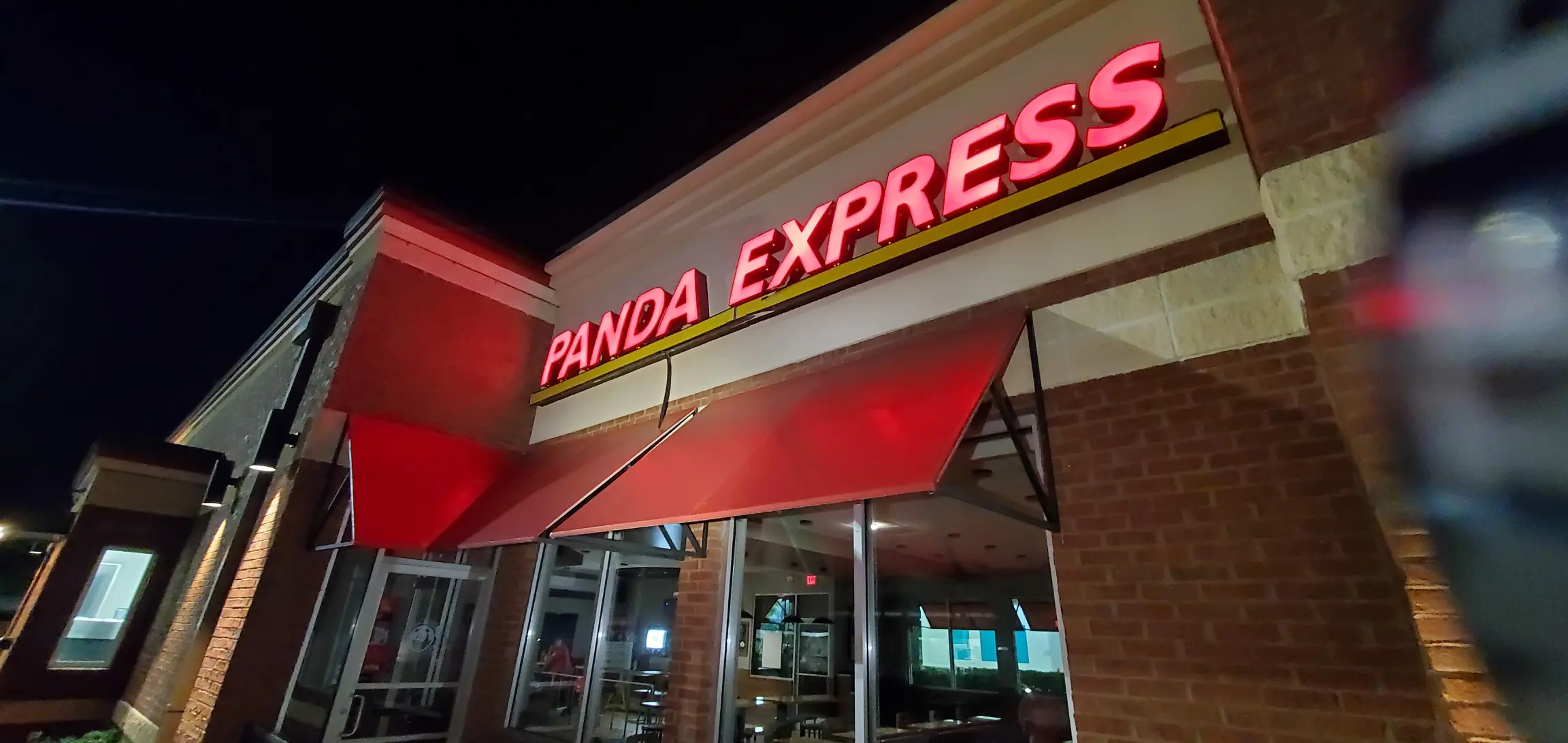 Window Awnings & Canopy Recovery - Commercial LED sign installation - Panda Express Location - Allen Black Sign Co